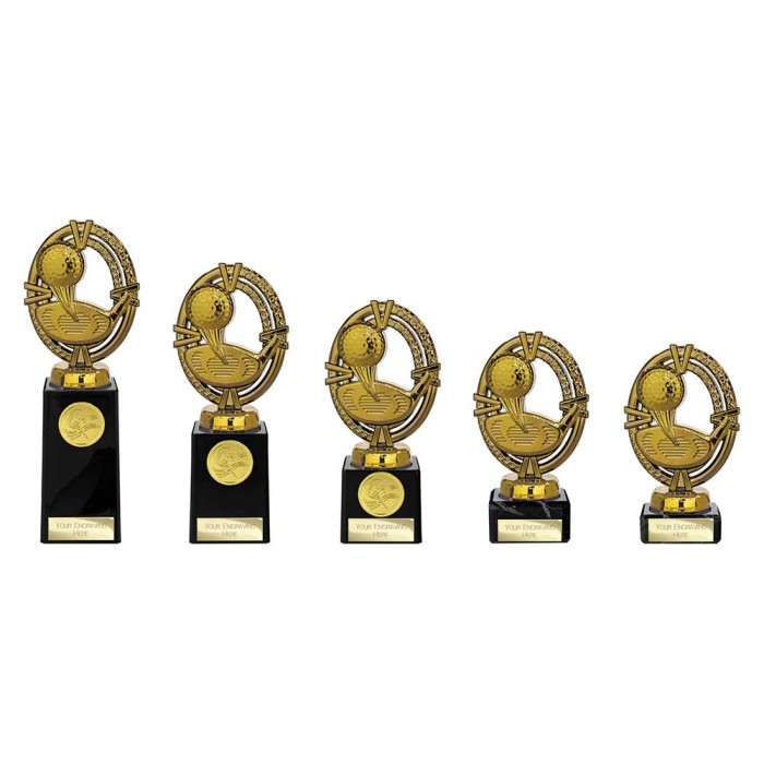 MAVERICK LEGEND BLOCK TROPHY GOLF AWARD- 5 SIZES - 12.5CM TO 20CM
